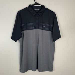 Travis Mathew Polo Shirt Mens Large Grey Striped Lightweight Golf Outdoors